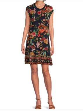 Johnny Was | Dresses | Johnny Was Uptown High Slit Knit Dress Size Small  Floral Bamboo Spandex Boho | Poshmark